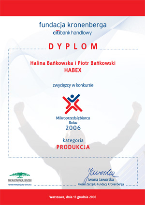 Habex dyplom fundacja kronenberga
